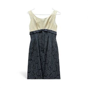 Elegant Cream and Black Floral Dress